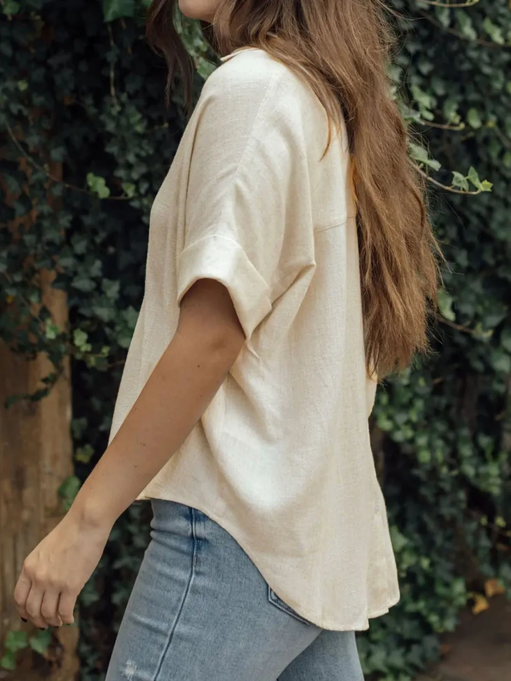 Johnny Collar Half Sleeve Blouse, image 3