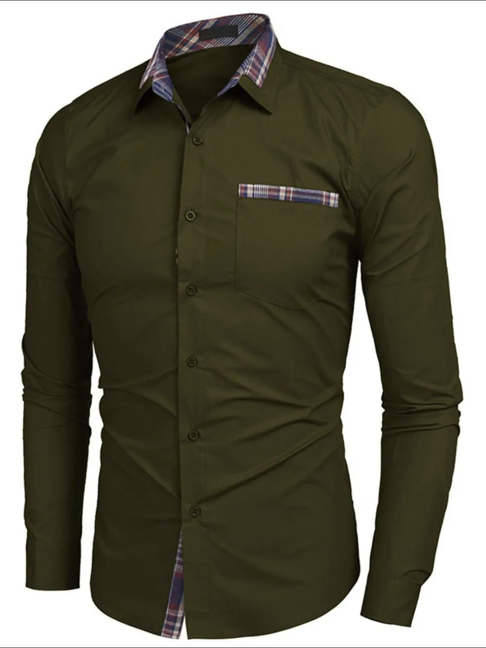 Men's Plaid Collared Neck Long Sleeve Shirt, image 2