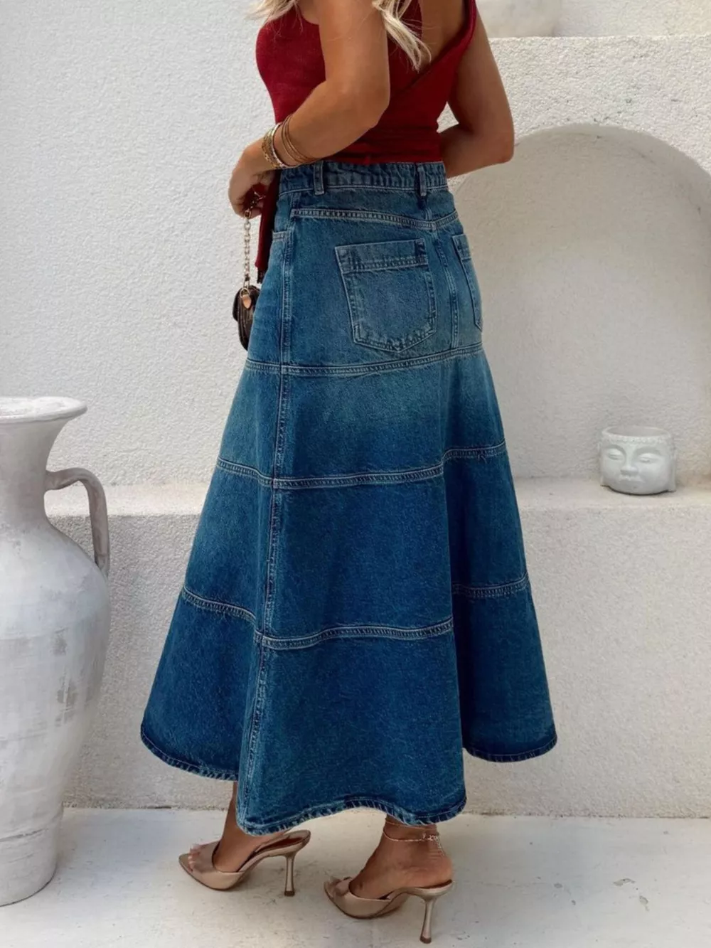 High-Waisted Denim Skirt, image 2