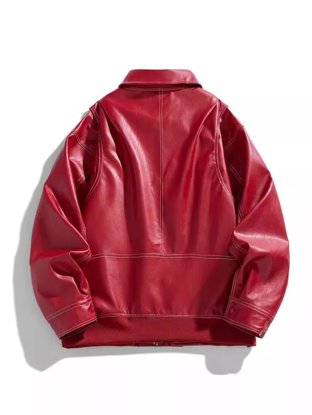 Men's Plus Size Zip Up Leather Jacket, image 5