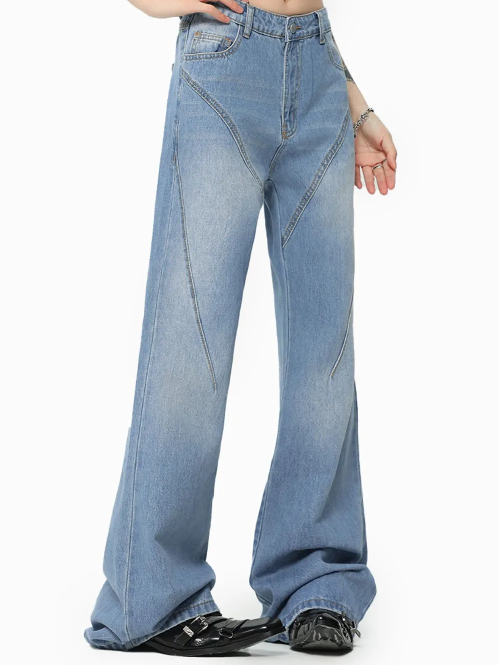 Men's Vintage Washed Wide Leg Jeans, image 8