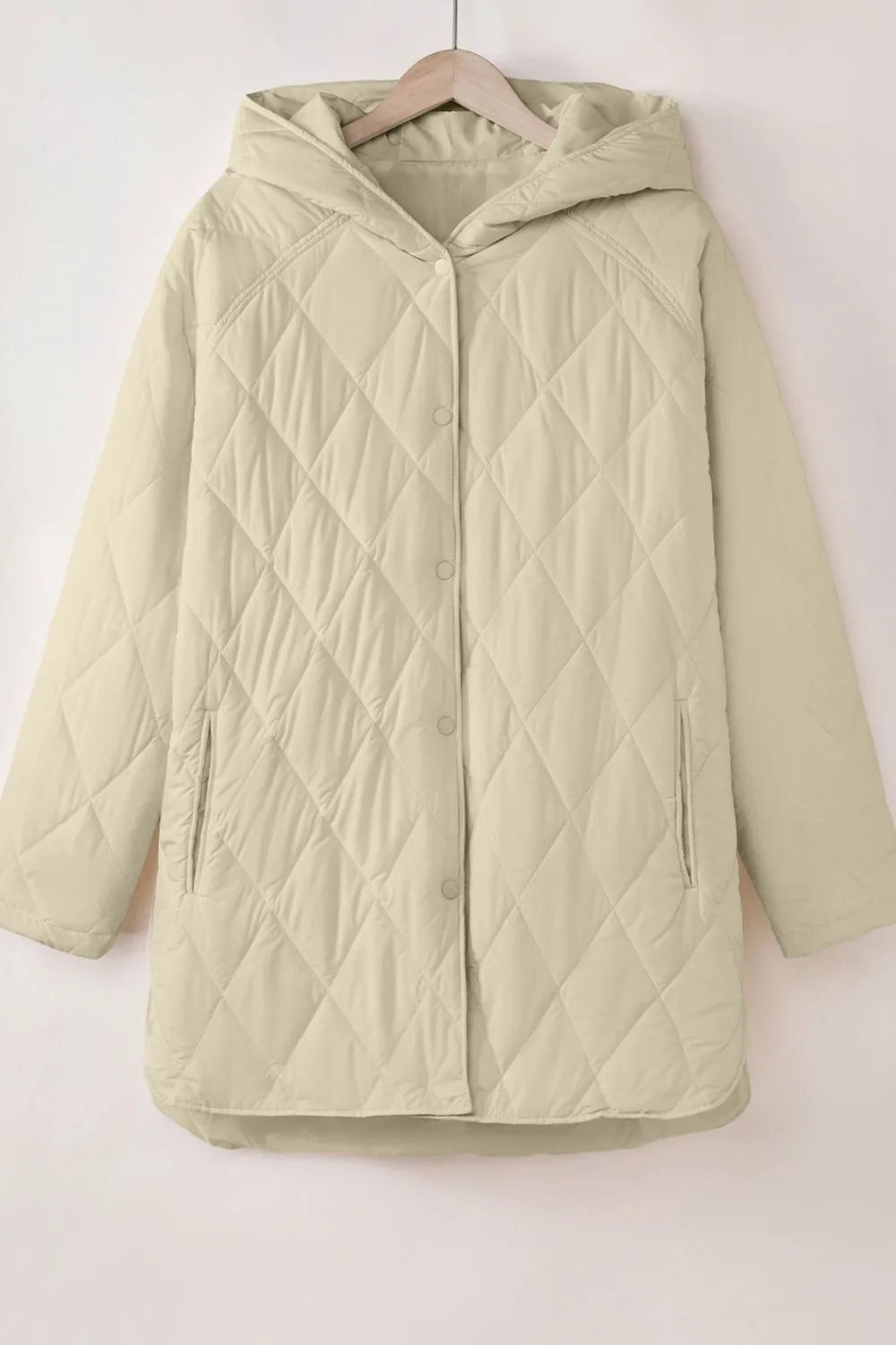 Snap Down Long Sleeve Quilted Winter Coat, image 5