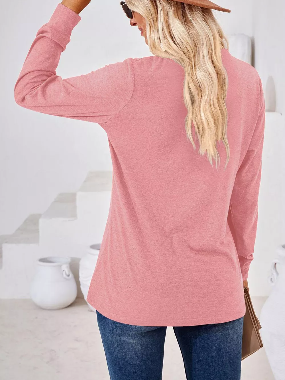 Plus Size Button Detail Long Sleeve T-Shirt, image 7
