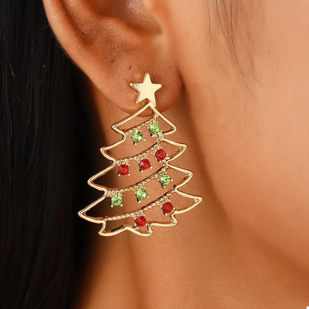 18K Gold-Plated Christmas Tree Earrings, image 8