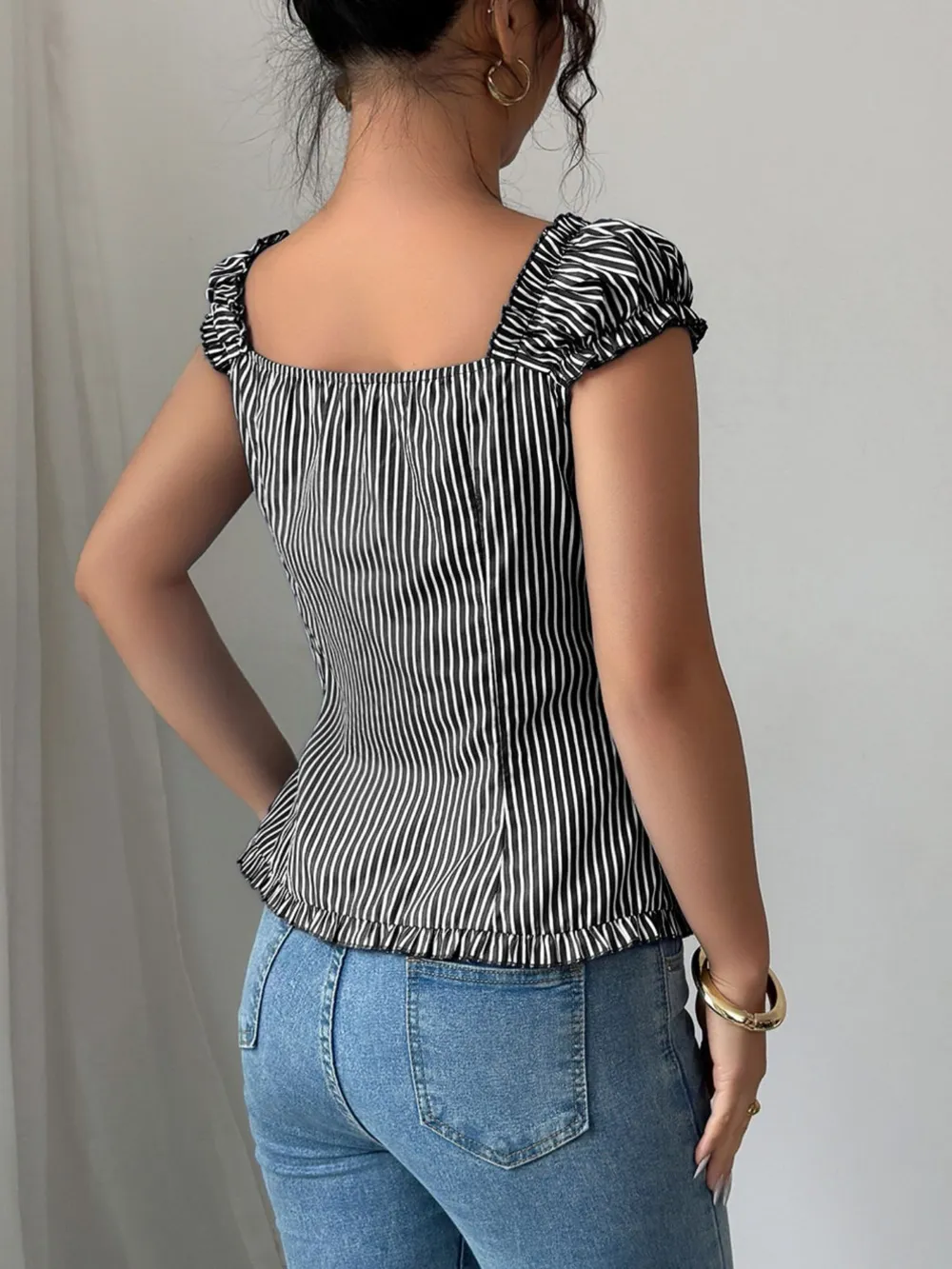 Striped Cap Sleeve Shirt, image 8
