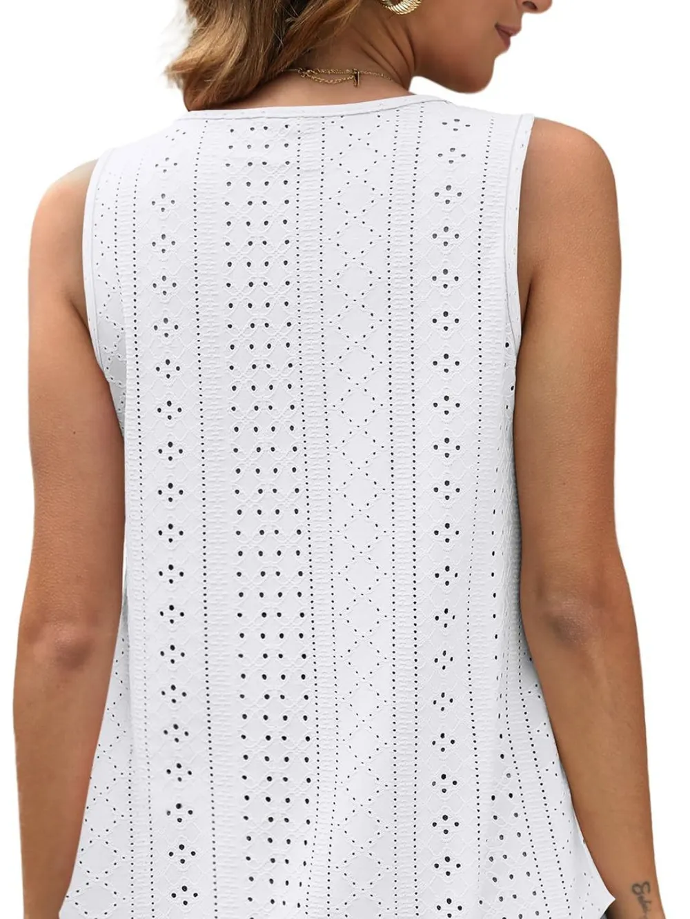 Eyelet Scoop Neck Tank, image 7