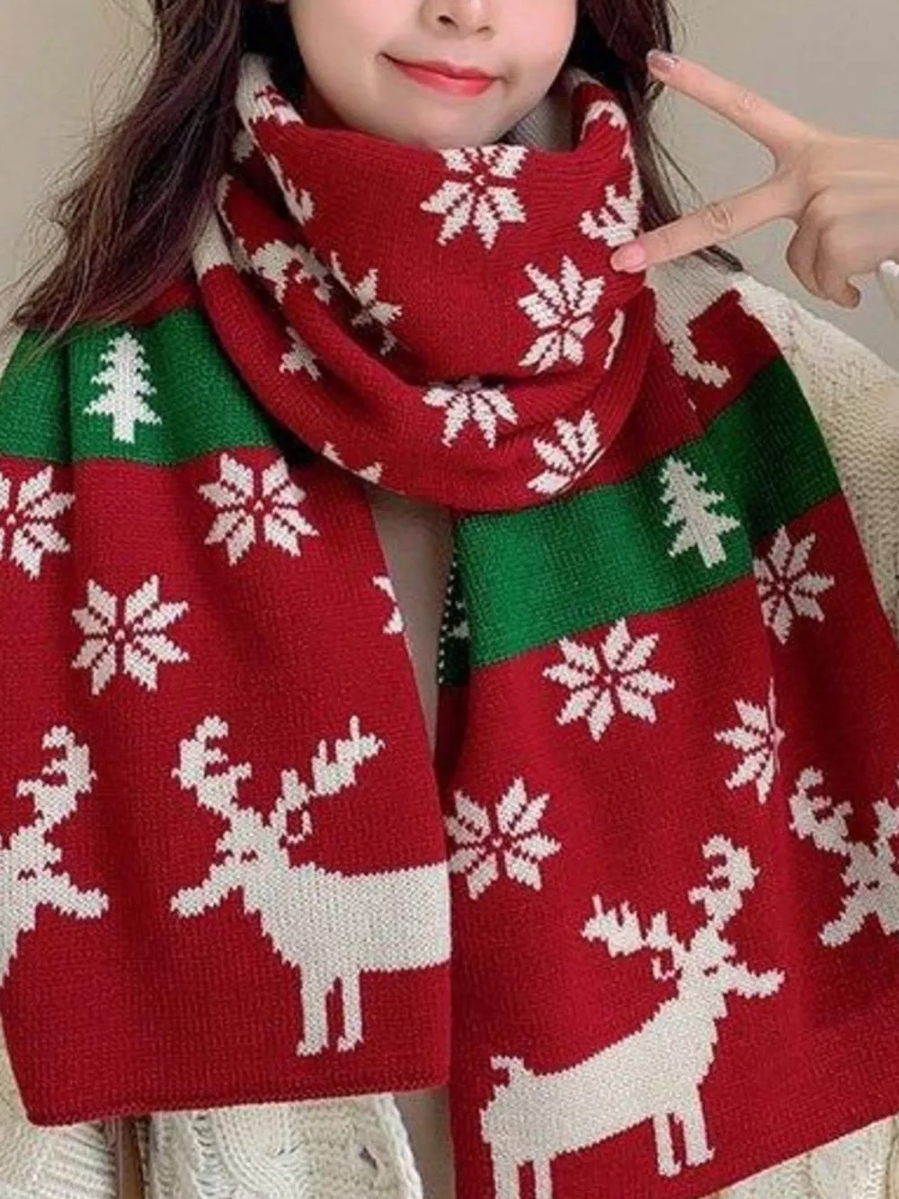 Christmas Reindeer Knitted Scarf, image 5