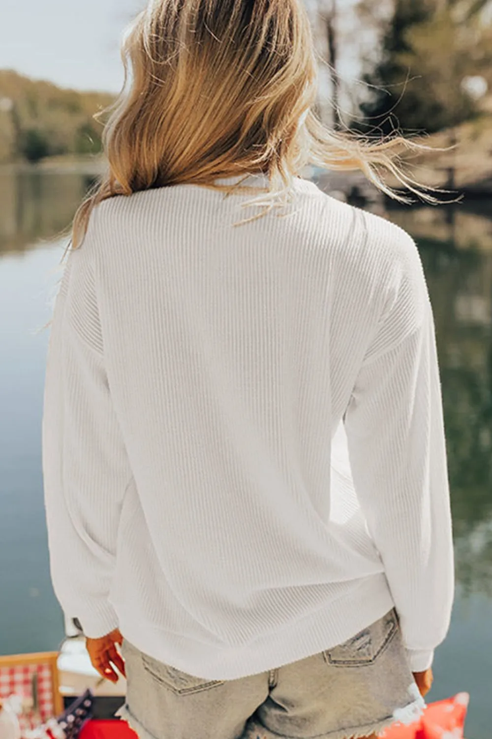 US Flag Corded Long Sleeve Sweatshirt, image 10