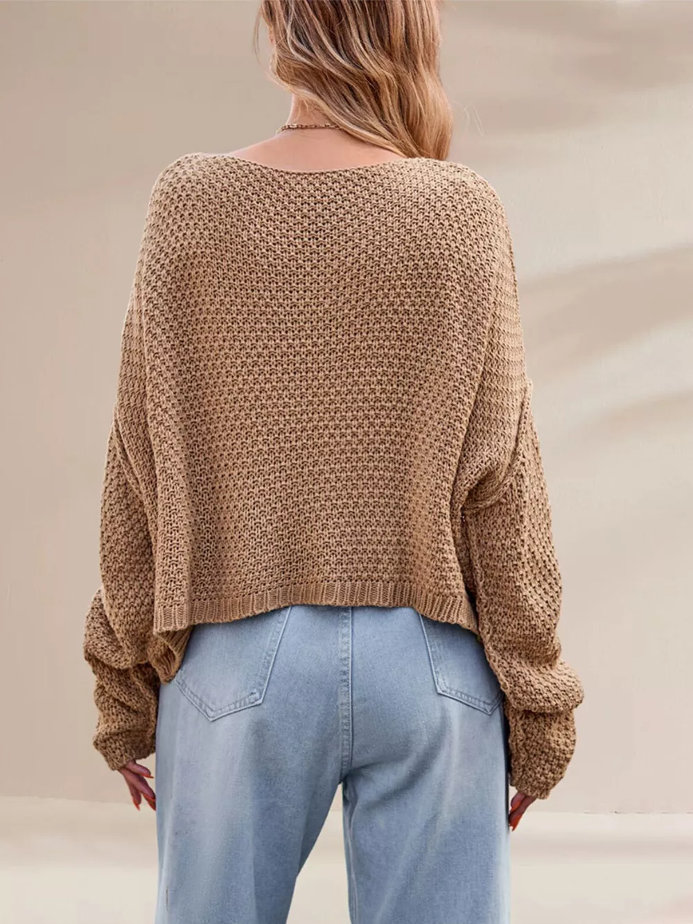 Cable Knit Dropped Shoulder Sweater, image 3
