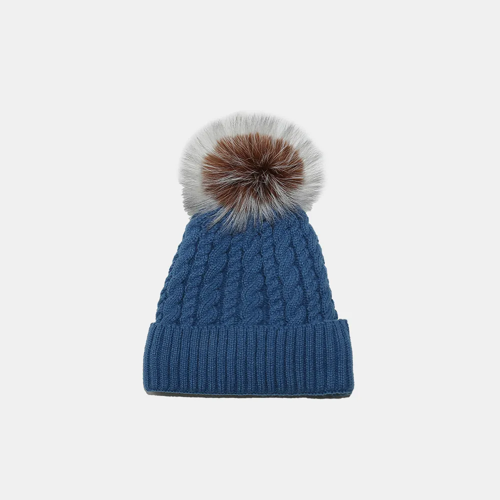 Cable Knit Winter Hat with Pompom, image 5