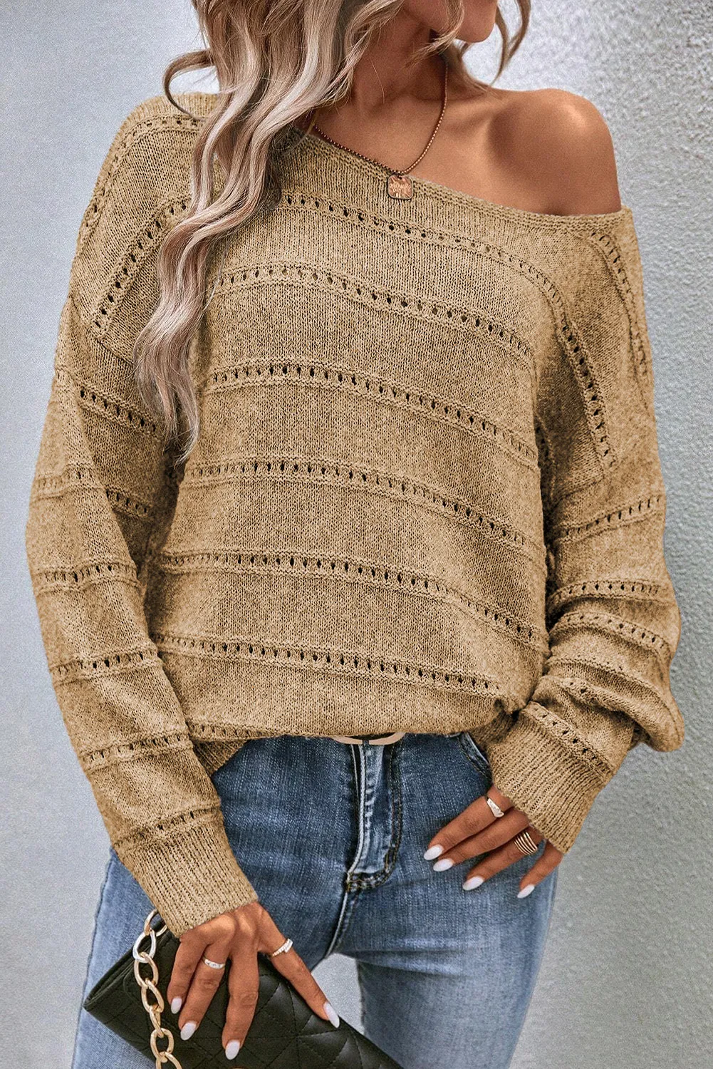 Boat Neck Dropped Shoulder Sweater, image 8