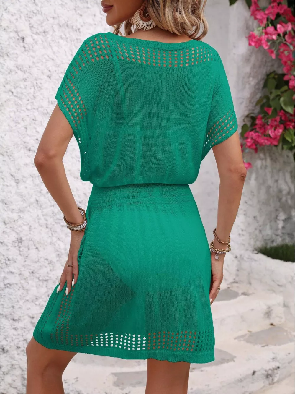 Openwork Short Sleeve Cover Up Dress, image 16