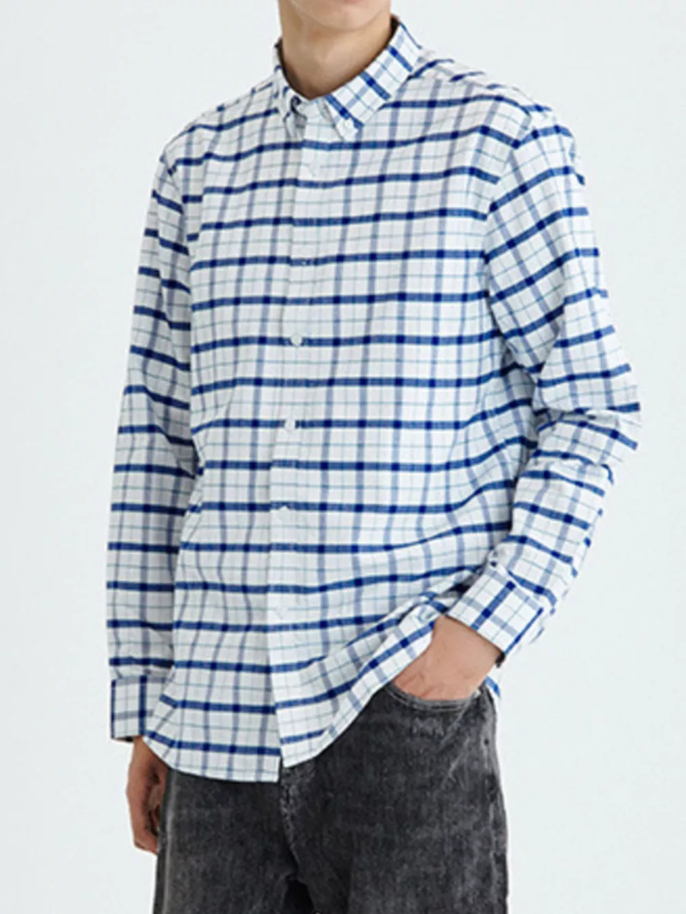 Men's Full Size Plaid Long Sleeve Shirt Plus Size, image 3