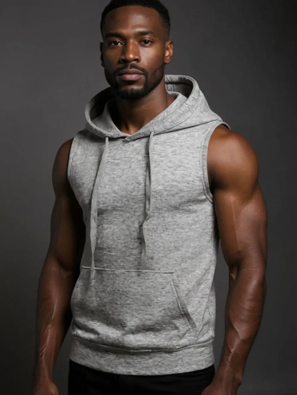 Men's Drawstring Hooded Tank, image 2