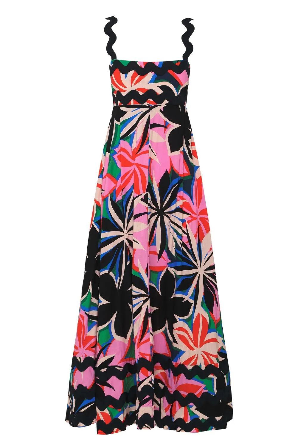 Printed Square Neck Wide Strap Dress, image 5