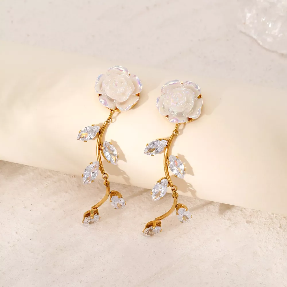 Flower Drop Earrings, image 3
