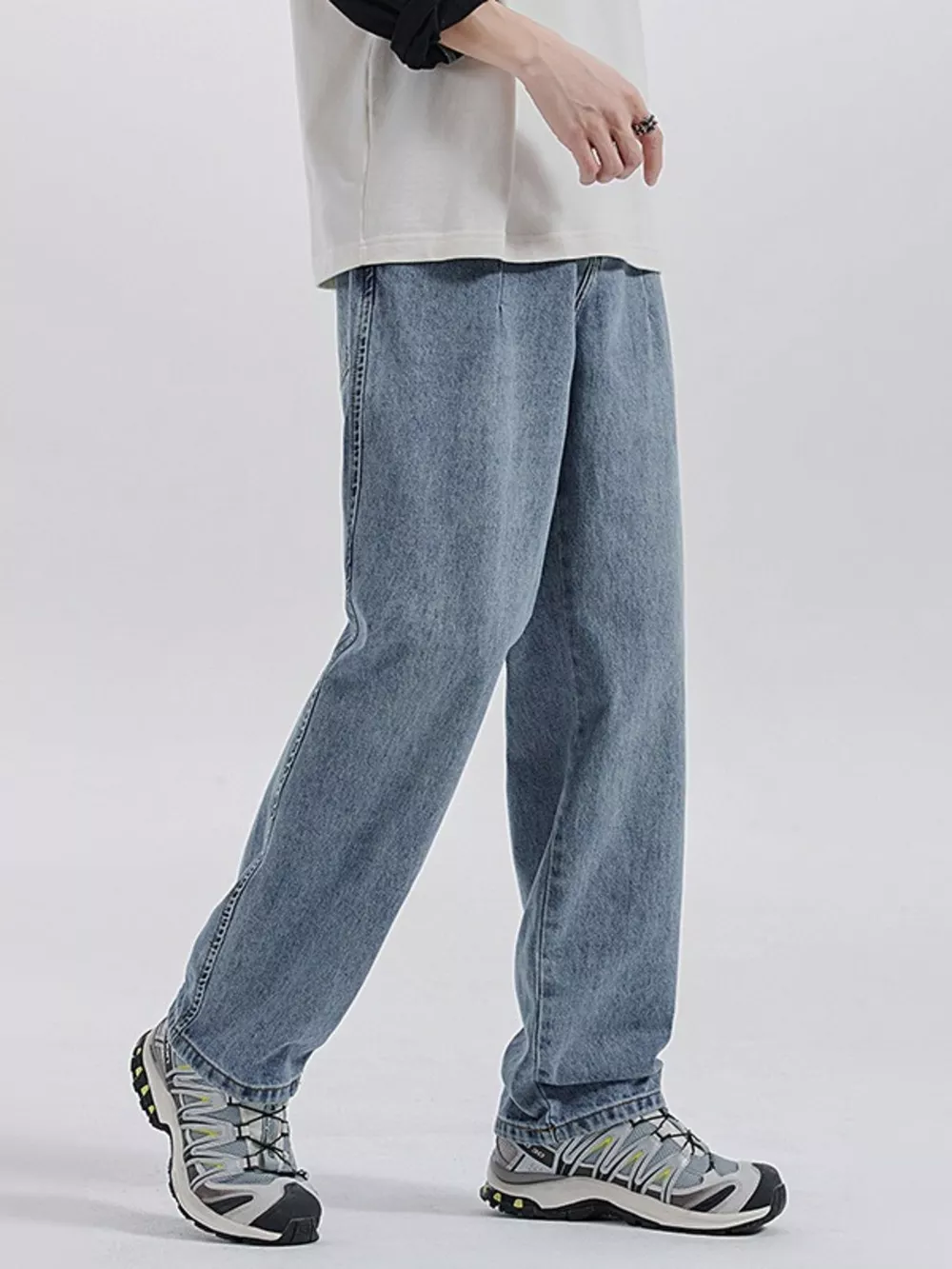 Men's Washed Wide Leg Jeans, image 4