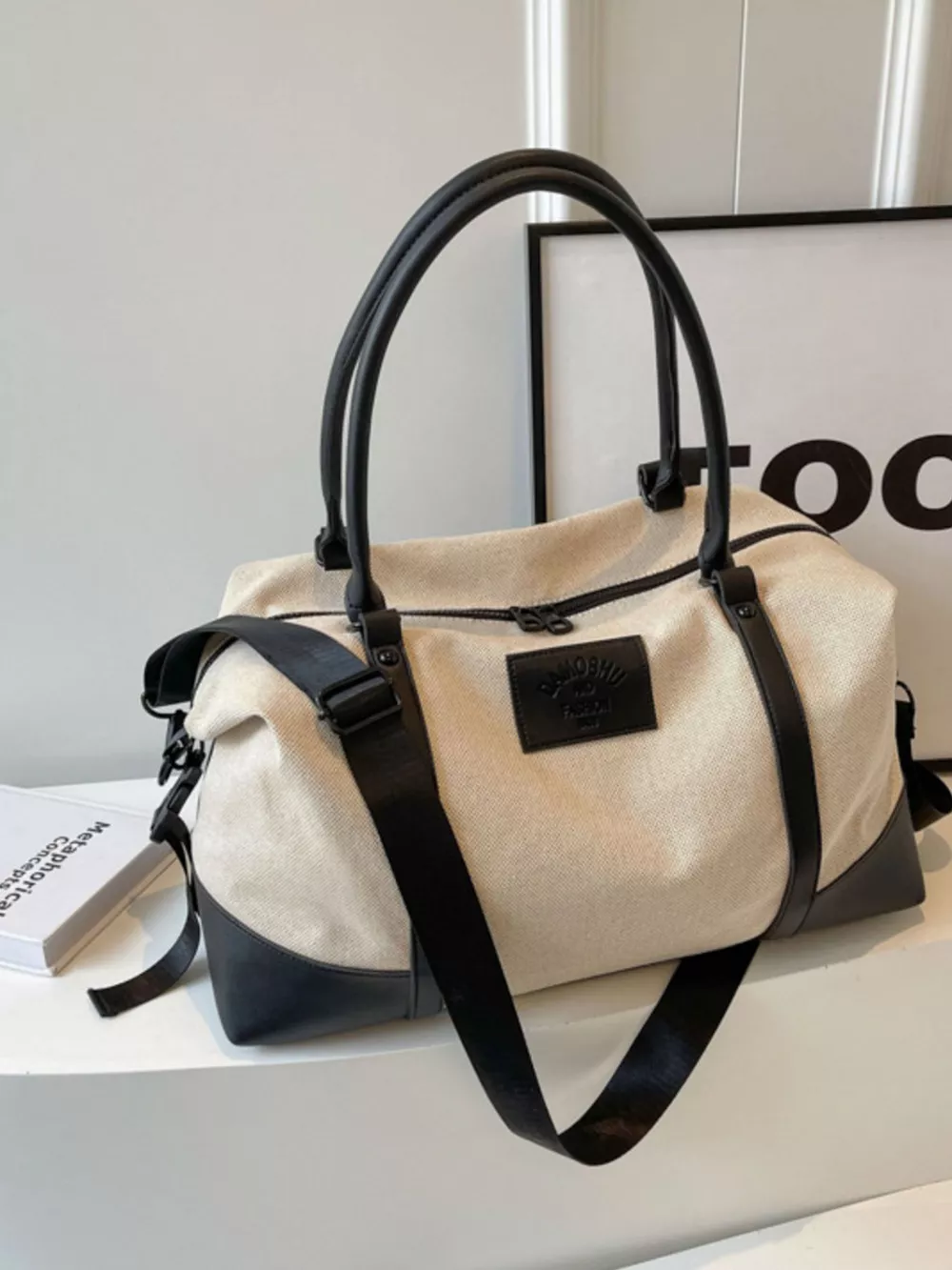 Canvas Leather Trim Travel Bag, image 7