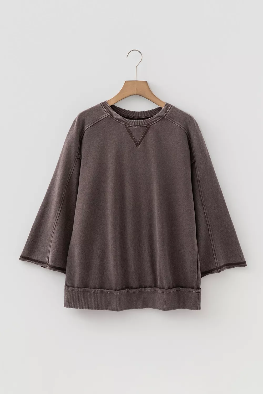 3/4 Sleeve Mineral Wash Loose Cotton Top, image 6