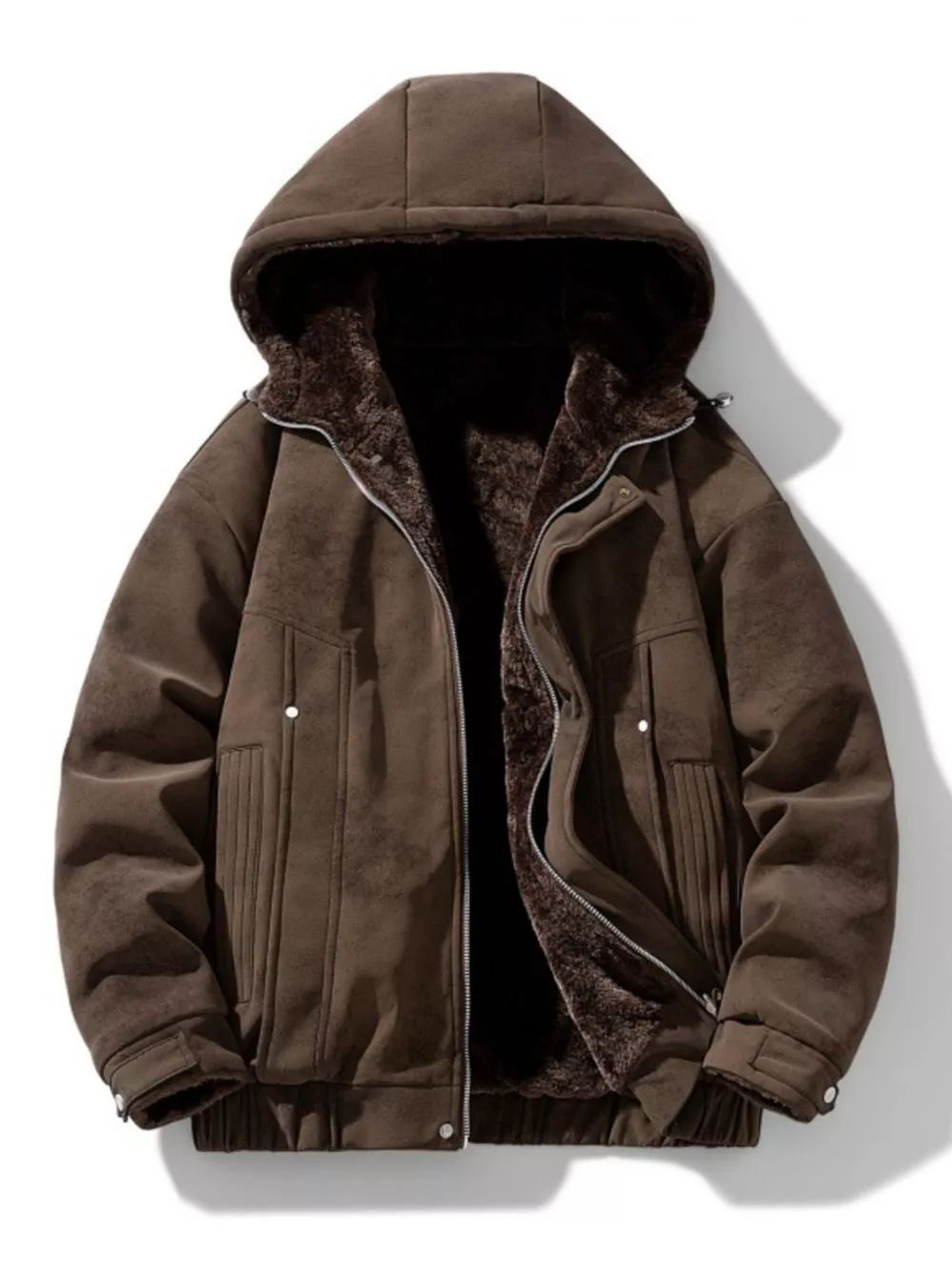 Men's Plus Size Hooded Fleece Lined Winter Jacket, image 3