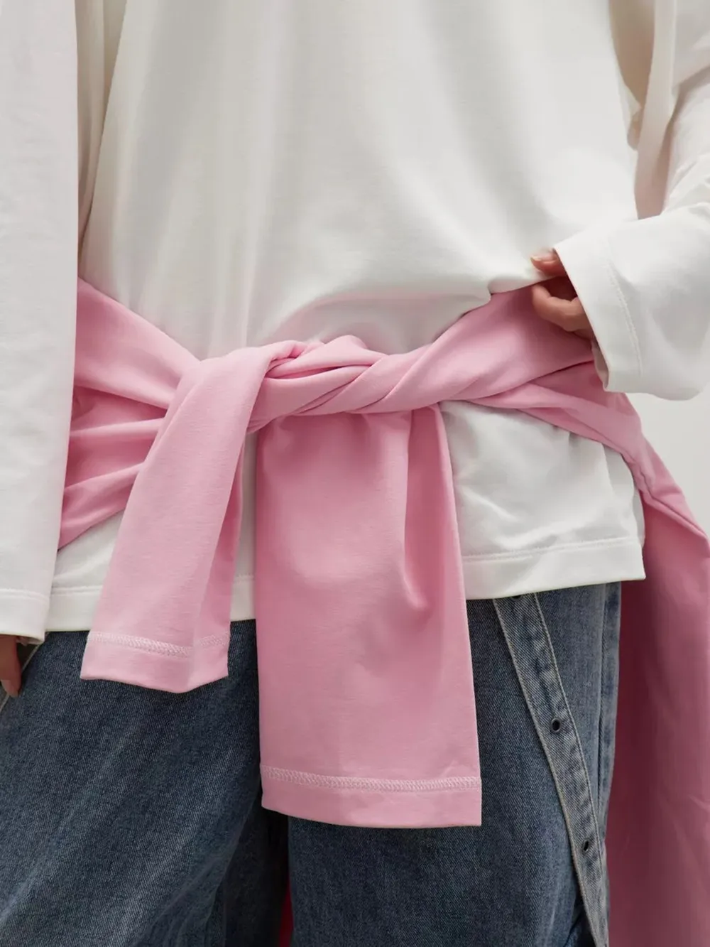 Round Neck Dropped Shoulder Long Sleeve T-Shirt, image 5