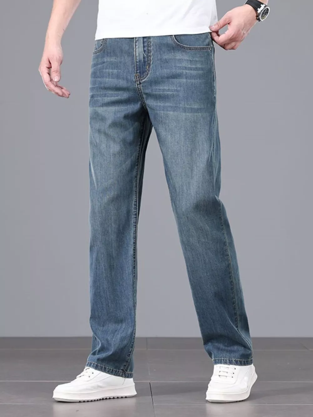 Men's Straight Fit Wash Jeans, image 3