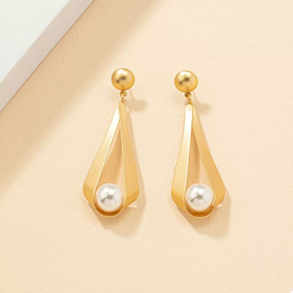 18K Gold-Plated Pearl Drop Earrings, image 3