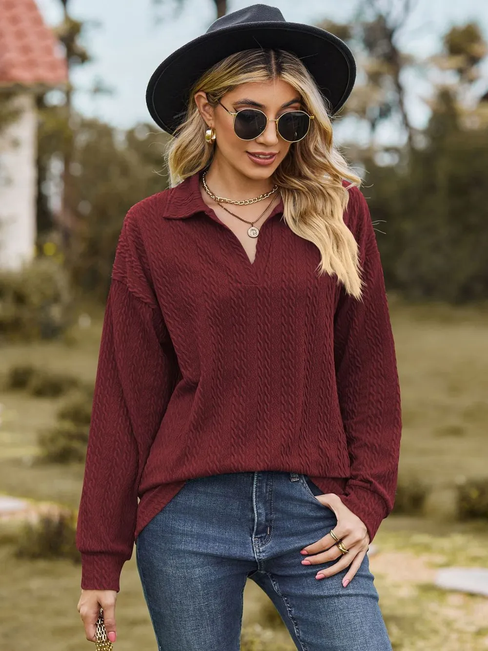 Johnny Collar Long Sleeve Top, image 9