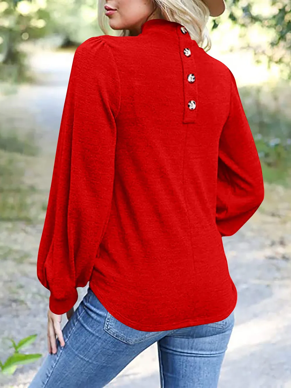 Full Size Mock Neck Long Sleeve T-Shirt, image 3
