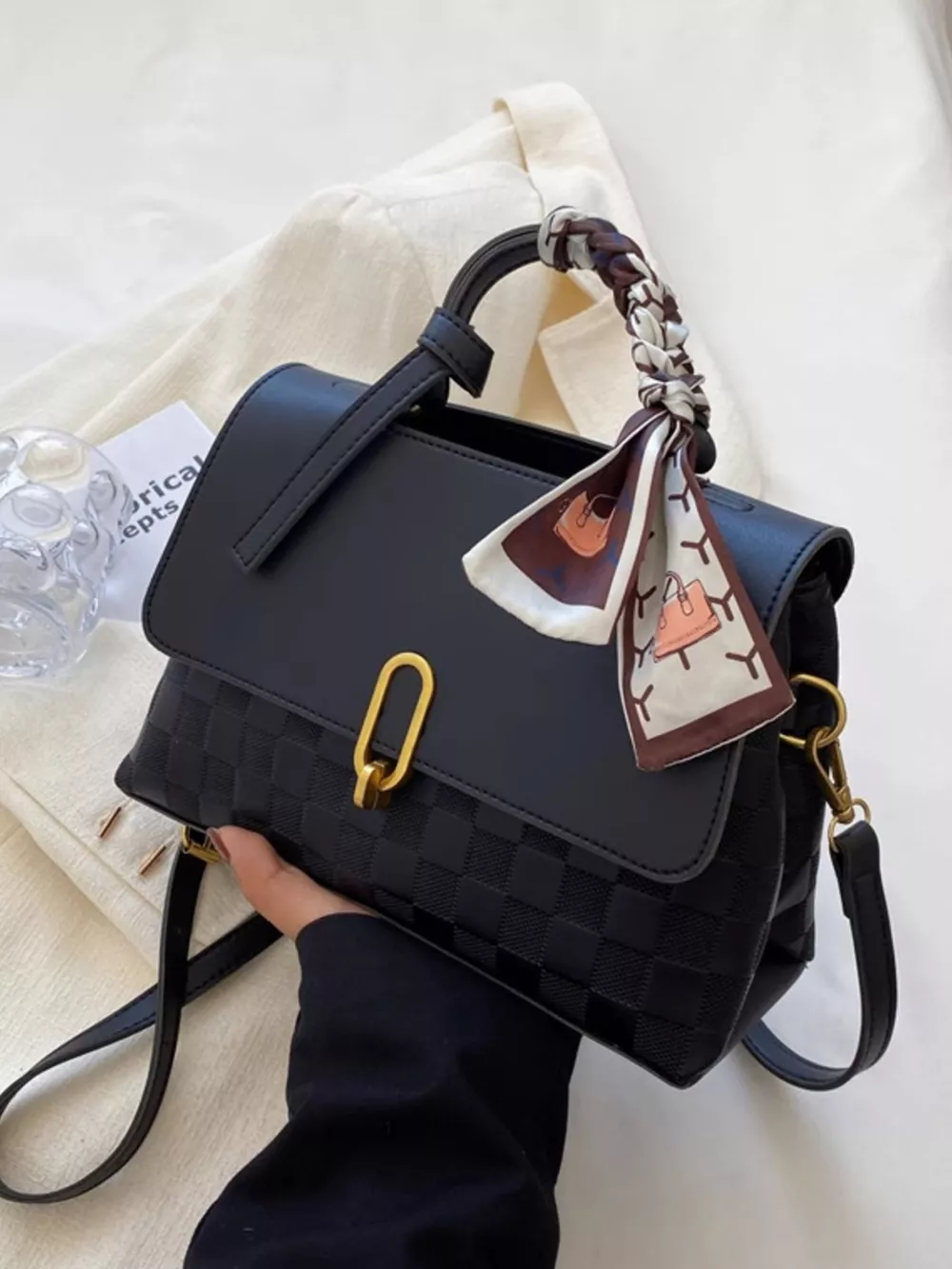 Checkered Flap Crossbody Bag, image 3