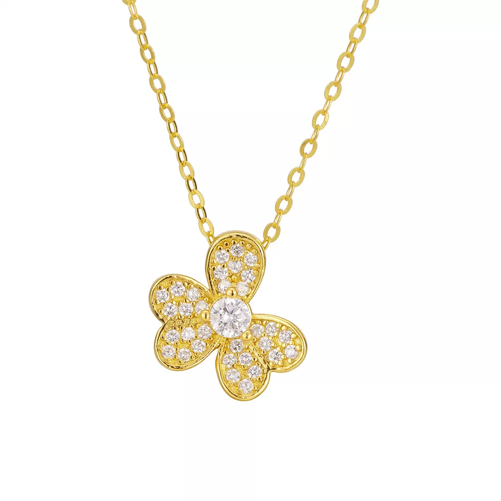 925 Sterling Silver Clover Pendant Necklace, image 4