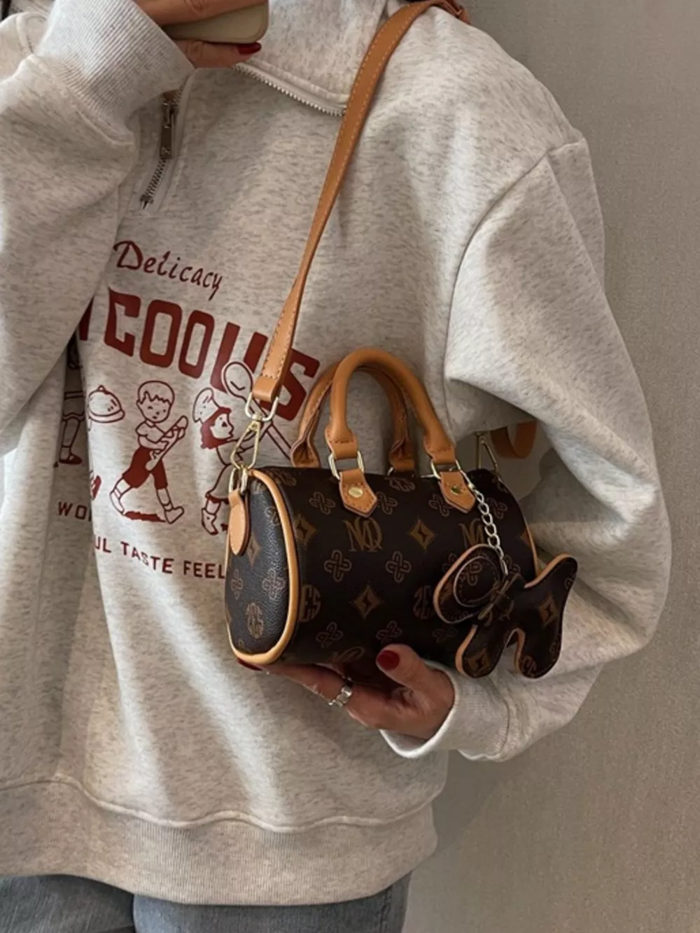 Barrel Crossbody Bag with Charm, image 2
