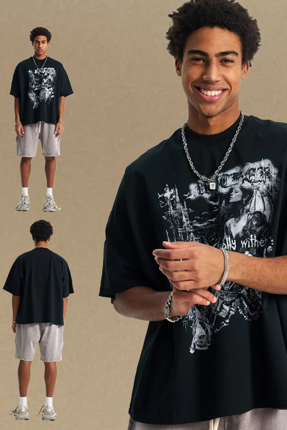 Men's Round Neck Half Sleeve Graphic T-Shirt, image 3