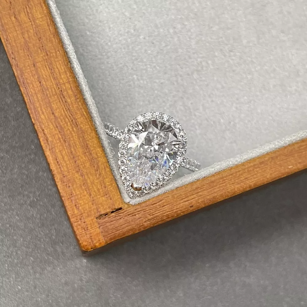 4 Carat 925 Sterling Silver Moissanite Teardrop Ring, image 4