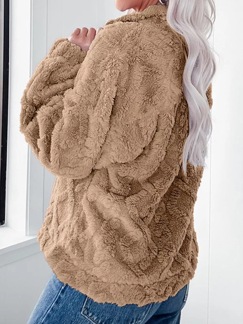 Cozy Fleece Quarter Zip Sweatshirt, image 3