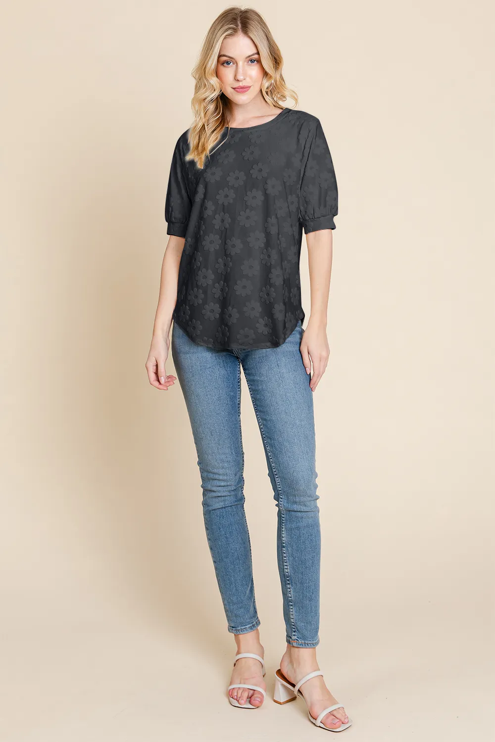 Textured Floral Pattern Top, image 3