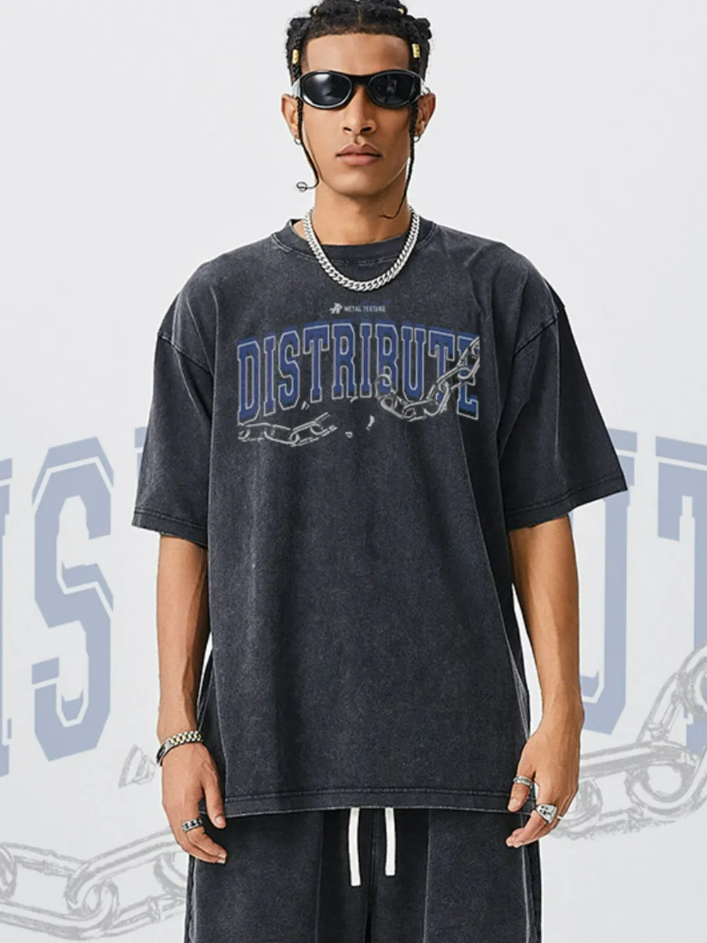 Men's Letter Graphic Round Neck Short Sleeve T-Shirt, image 2