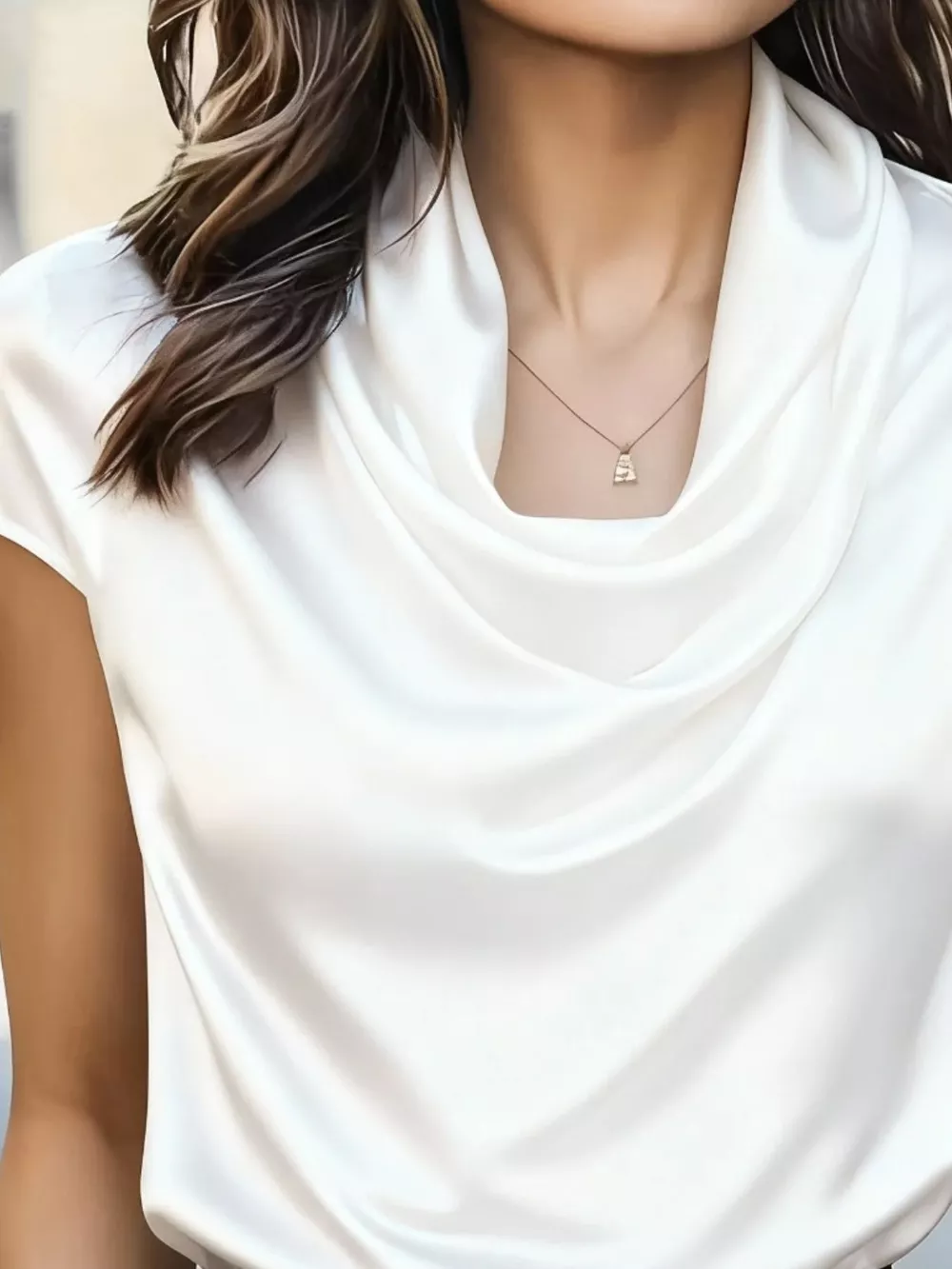 Cowl Neck Satin Blouse, image 2