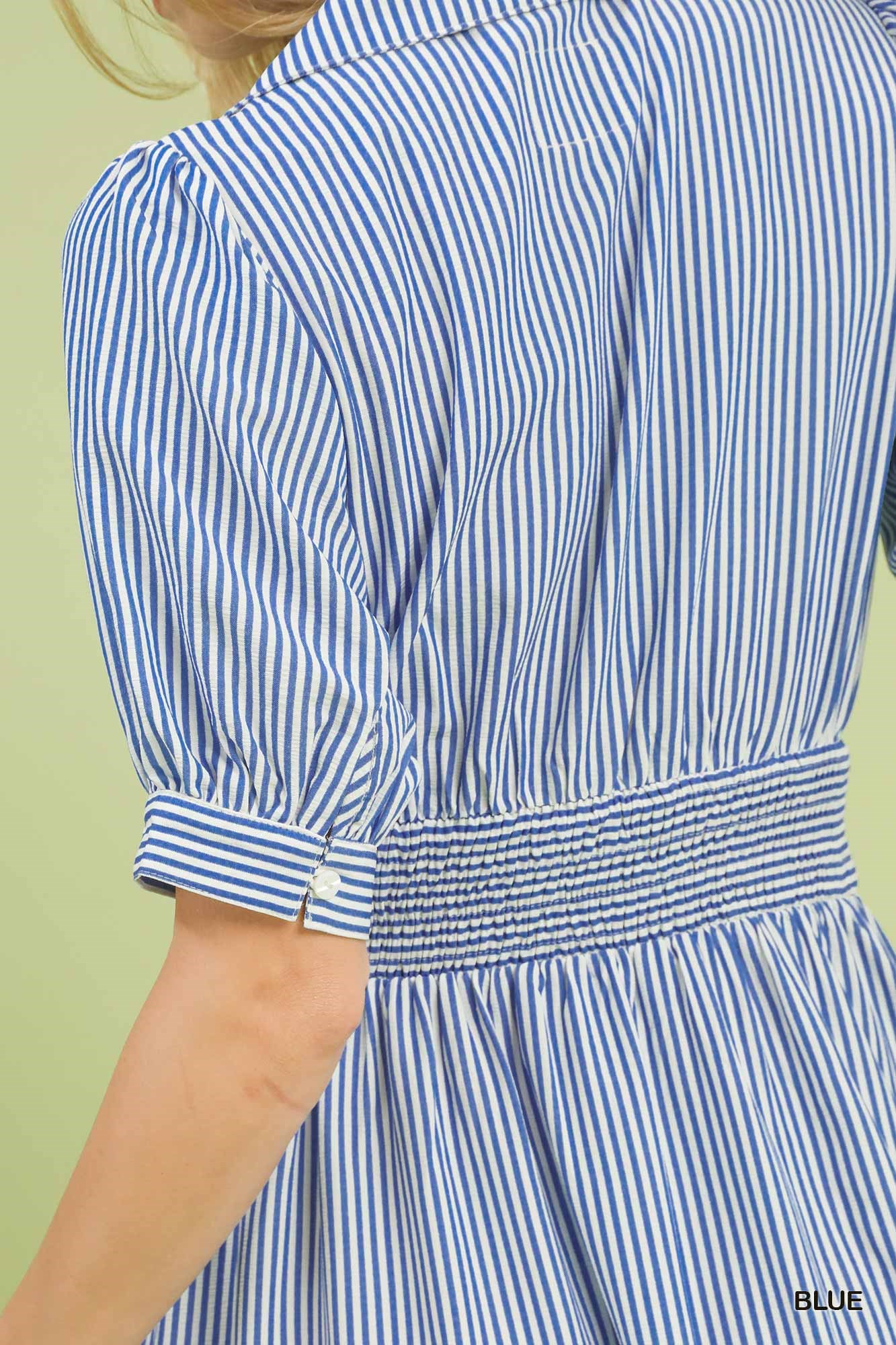 Striped Midi Dress with Front Zipper, image 5