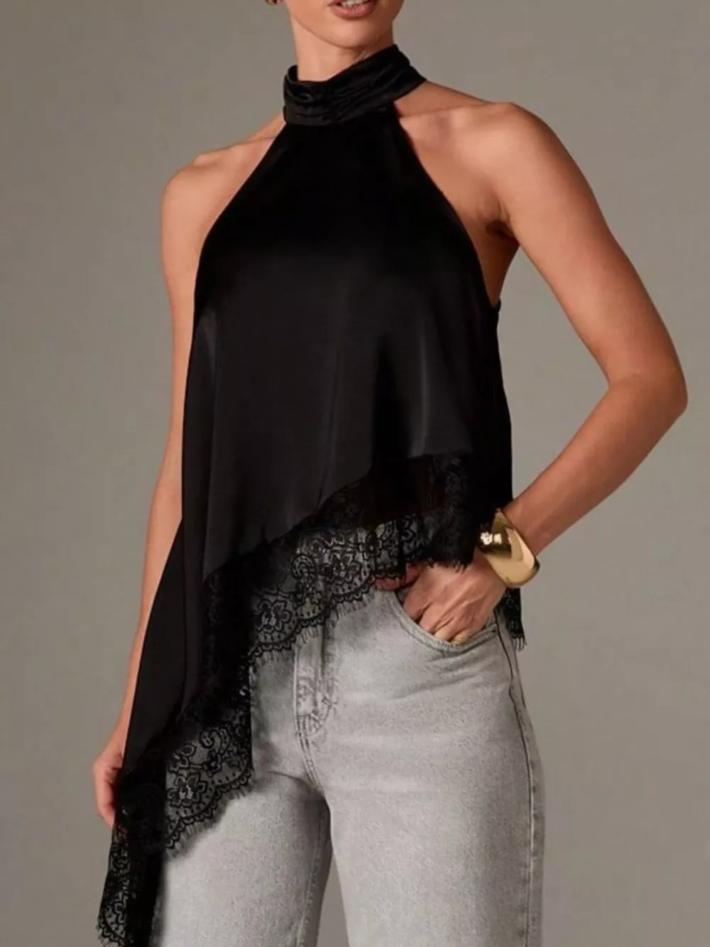 Halter Neck Lace Trim Cami, image 12