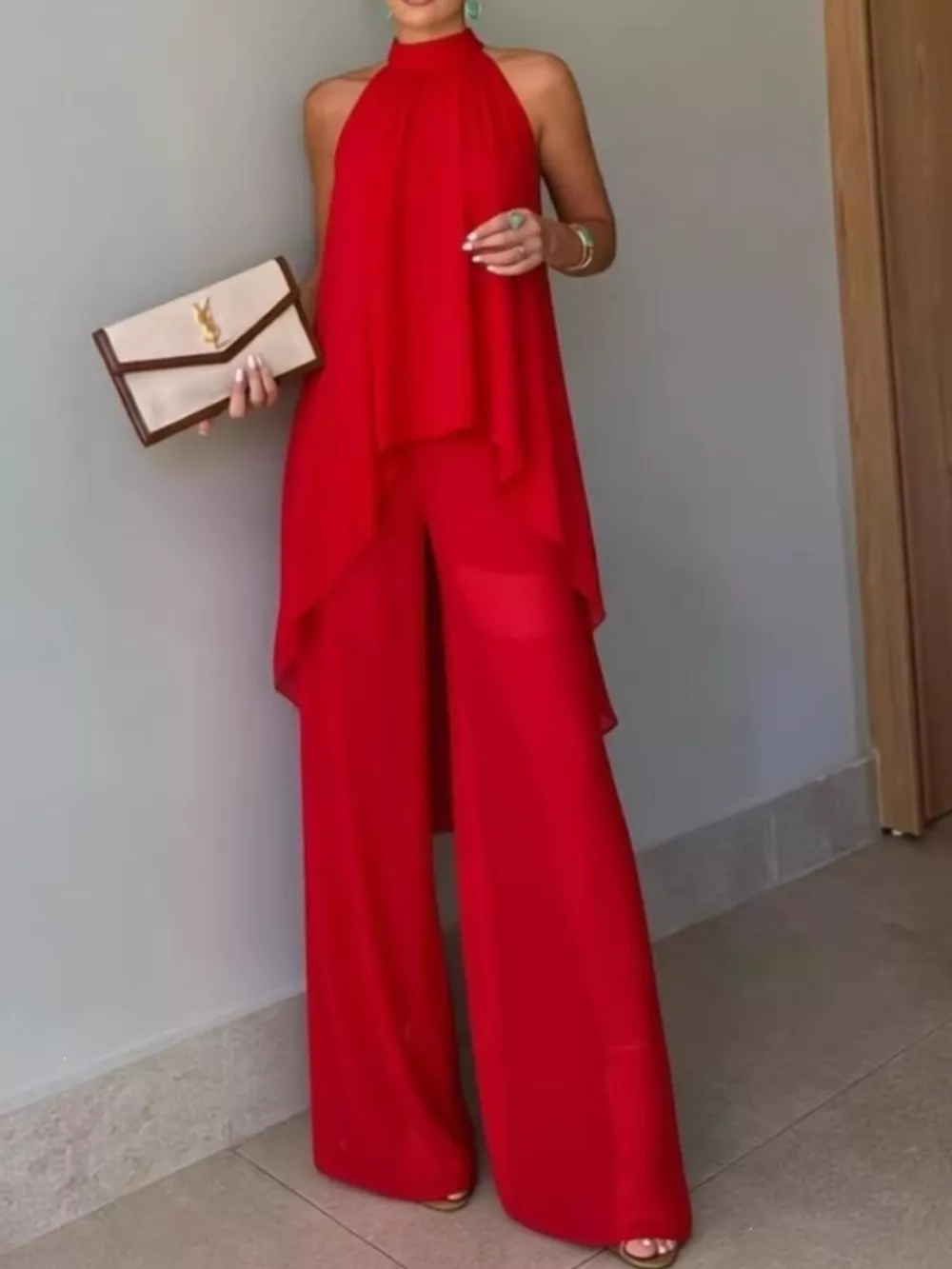 Full Size High-Low Sleeveless Top and Wide-Leg Pants Two-Piece Set Plus Size, image 7