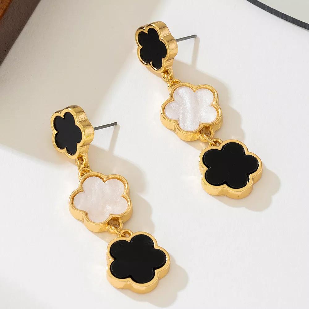 18K Gold-Plated Clover Drop Earrings, image 4