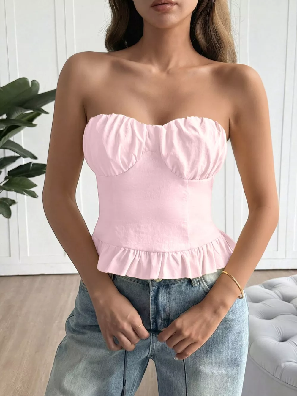 Ruffled Hem Tube Top, image 4