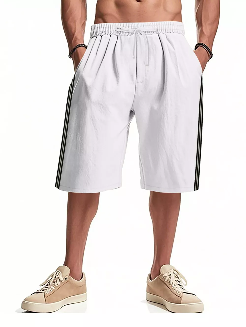 Men's Full Size Casual Striped Shorts Plus Size, image 2