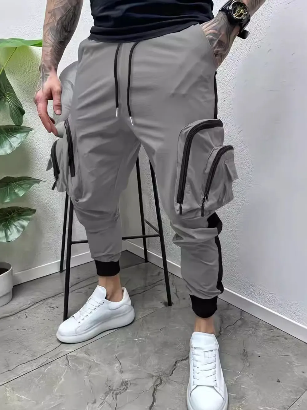 Men's Full Size Drawstring Joggers with Pockets Plus Size, image 4
