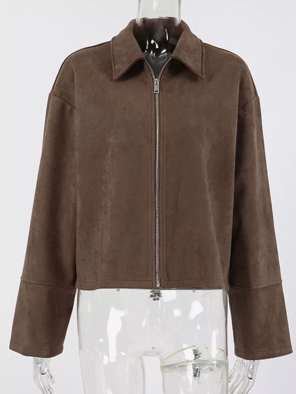 Zip-Up Dropped Shoulder Jacket, image 5