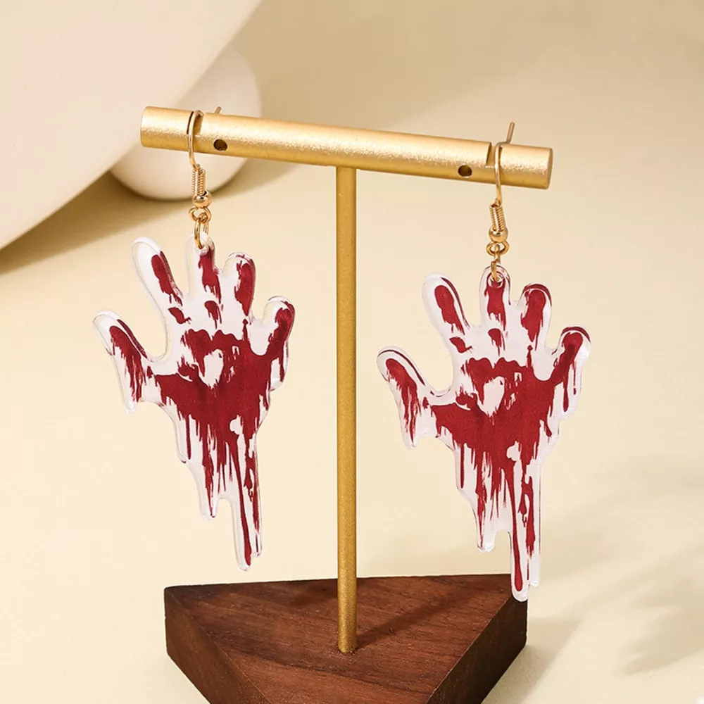 Halloween Bloody Hand Dangle Earrings, image 2