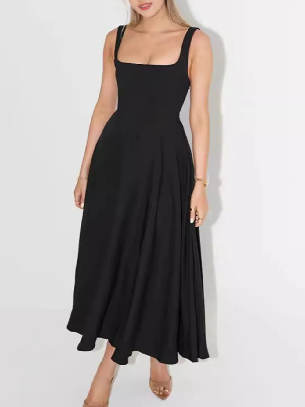 Square Neck Sleeveless Midi Dress, image 11