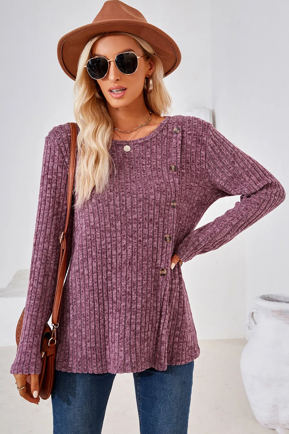 Round Neck Long Sleeve T-Shirt, image 16