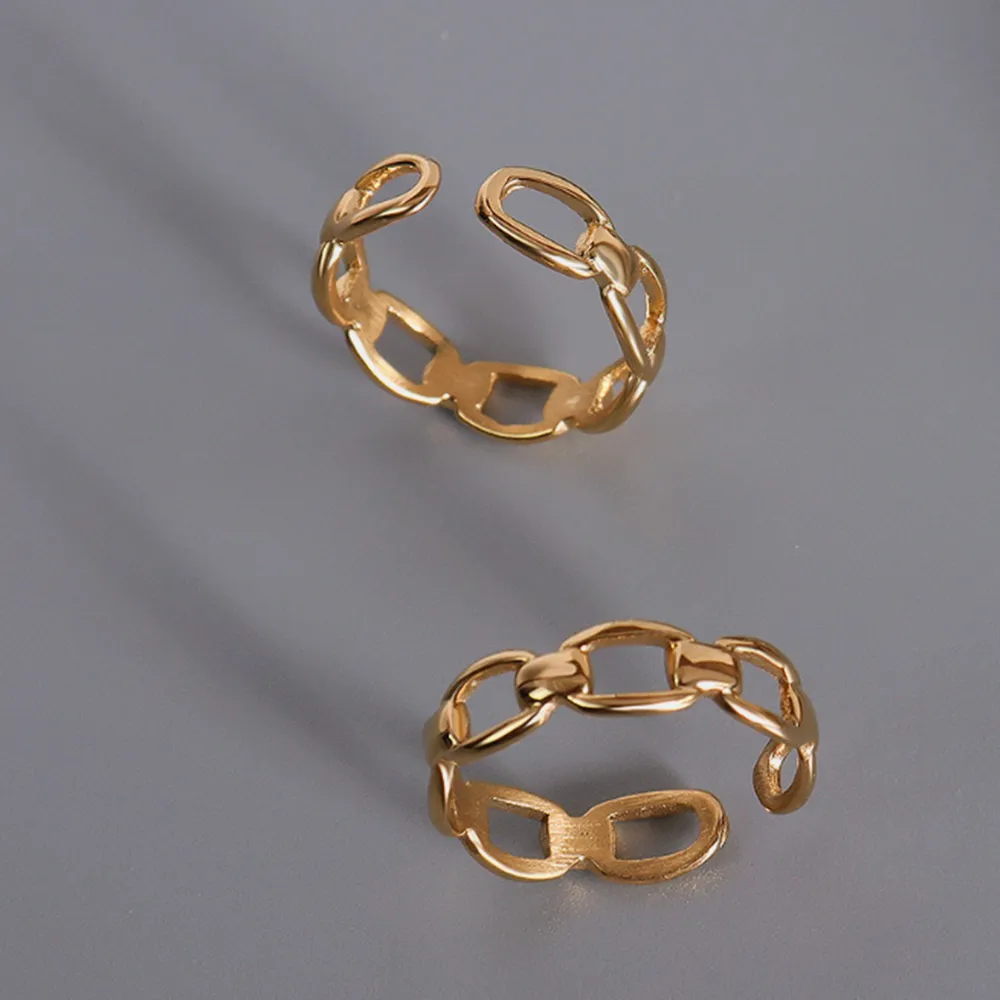 Titanium Steel Gold-Plated Adjustable Ring, image 4